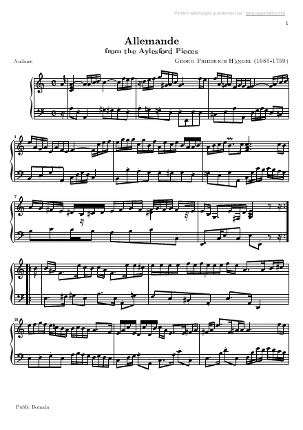 First page of Pièces d'Aylesford n°17 - Allemande