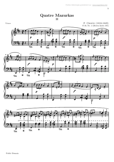 Première page de la partition Mazurka Op. 30 n°02
