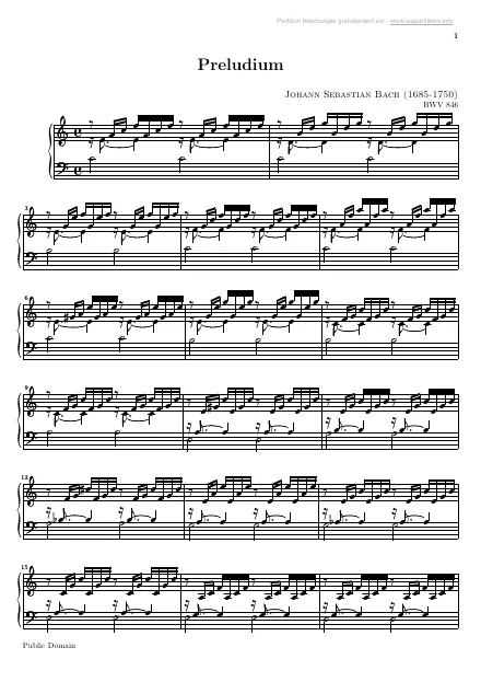 First page of Le clavier bien tempéré I - Prélude 01 BWV 846