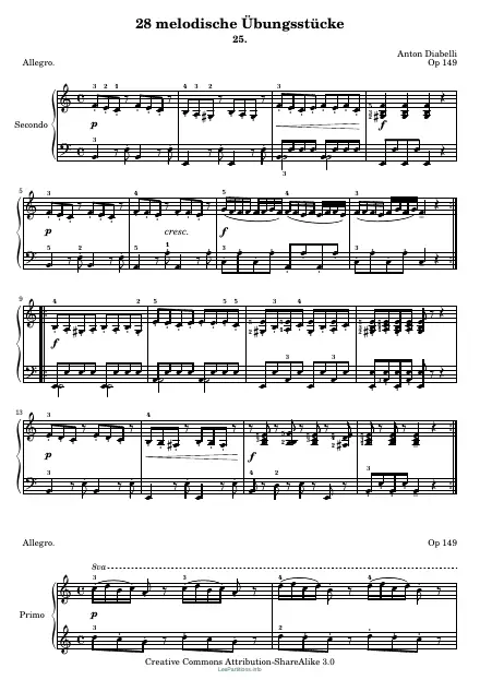 First page of Melodious Pieces Op. 149 No. 25