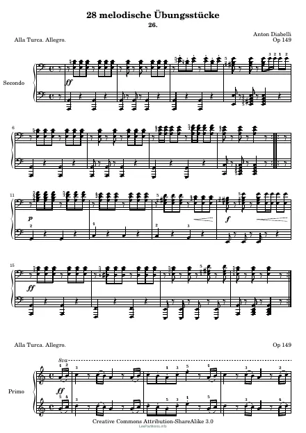 First page of Melodious Pieces Op. 149 No. 26