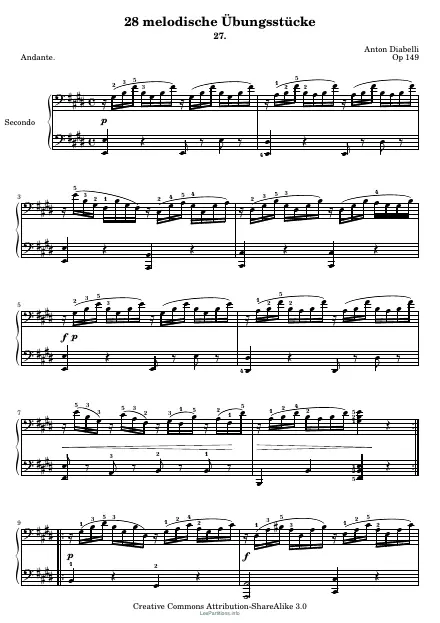 First page of Melodious Pieces Op. 149 No. 27