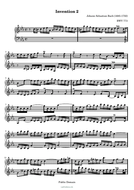 First page of Invention No. 2 in C minor BWV 773