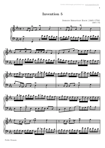 First page of Invention n°05 BWV 776