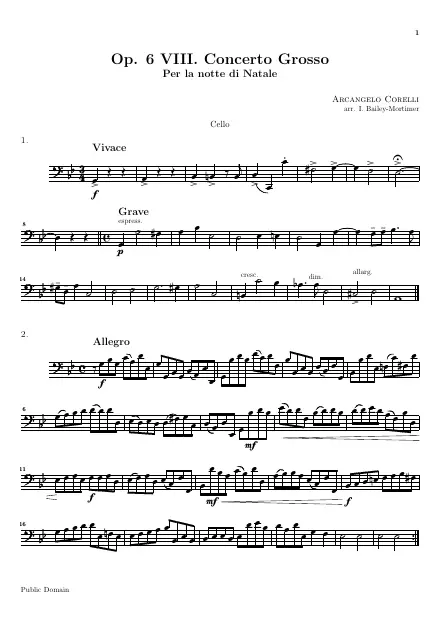 First page of Concerto grosso Op. 6 n°8 - Pour la nuit de Noël