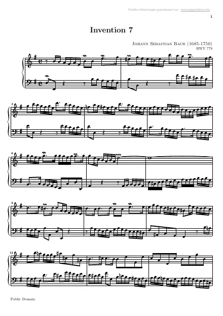 First page of Invention n°07 BWV 778