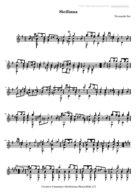 First page of Divertissements Op. 2 n°6 : Siciliana