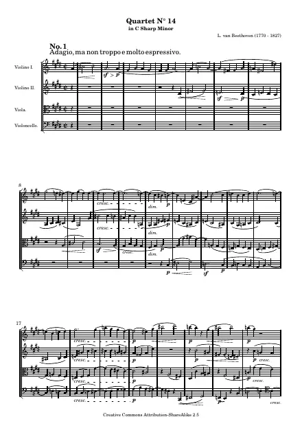First page of Quatuor n°14 op. 131 en Do# mineur