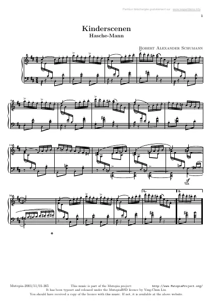 Première page de la partition Scènes d'enfants Op. 15 n°3 : cache-cache