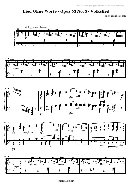 Première page de la partition Romance sans paroles Op. 53 n°5
