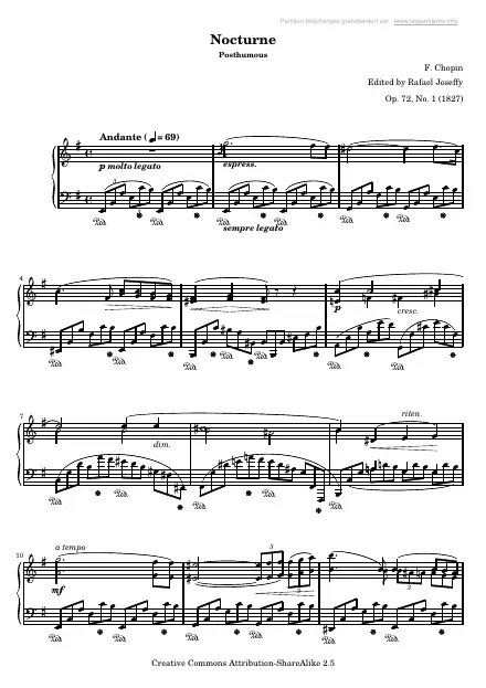 First page of Nocturne 19 en Mi mineur Op. 72 n°1