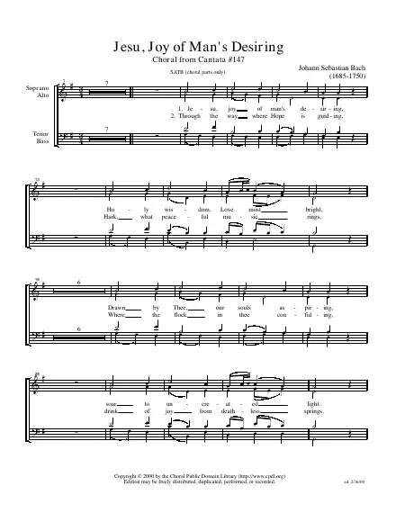 First page of Cantate BWV 147 - Jesu, joy of man’s desiring