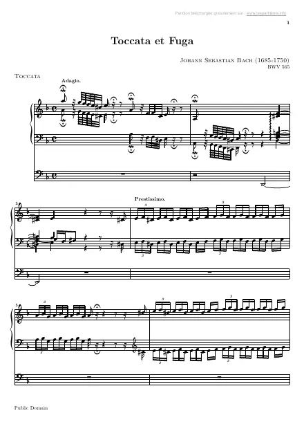 First page of Toccata and Fugue in D minor BWV 565