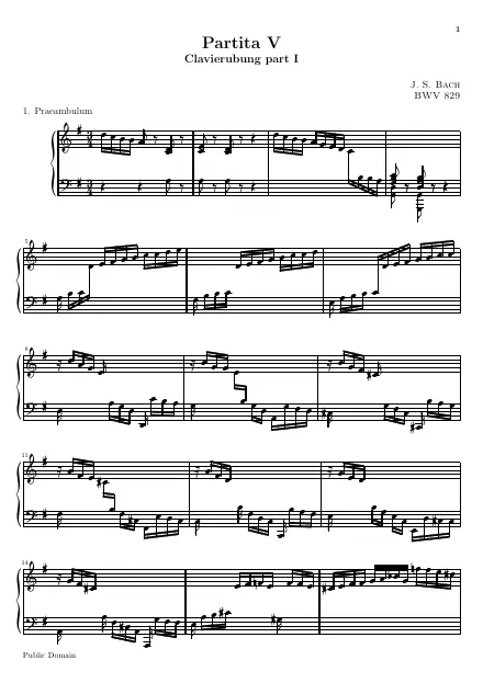 First page of Six partitas n°5 BWV 829