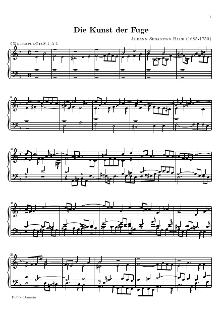 First page of L'Art de la Fugue BWV 1080