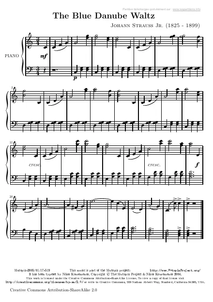 First page of The Blue Danube Waltz Op. 314