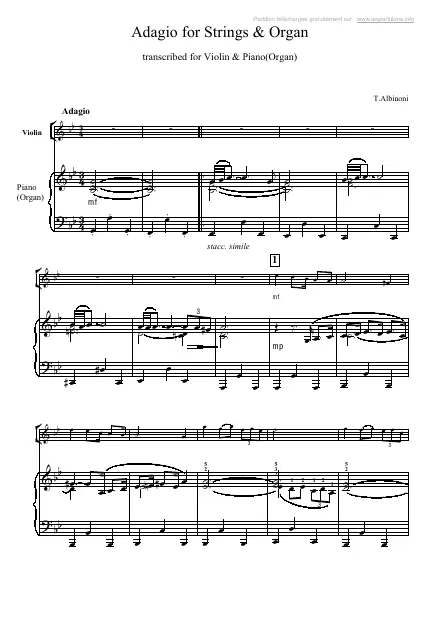 First page of Adagio in G minor