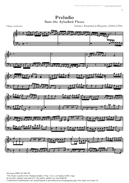 First page of Pièces d'Aylesford n°08 - Prélude