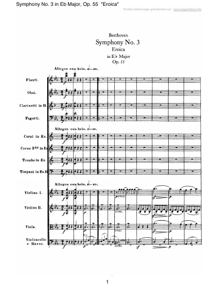 First page of Symphony No. 3 in E-flat major, Op. 55 ‘Eroica’ — I. Allegro con brio
