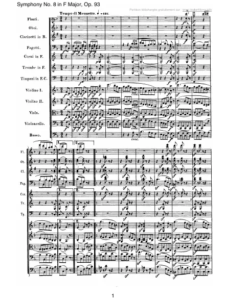 First page of Symphony No. 8 in F major, Op. 93 — III. Tempo di menuetto