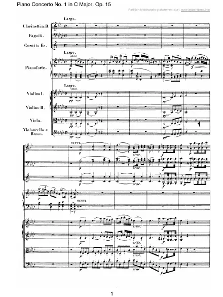 First page of Concerto n°1 en Do majeur Op. 15 - 2 : Largo