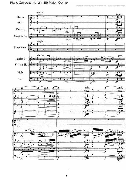 First page of Concerto n°2 en Si b majeur Op. 19 - 2 : Adagio