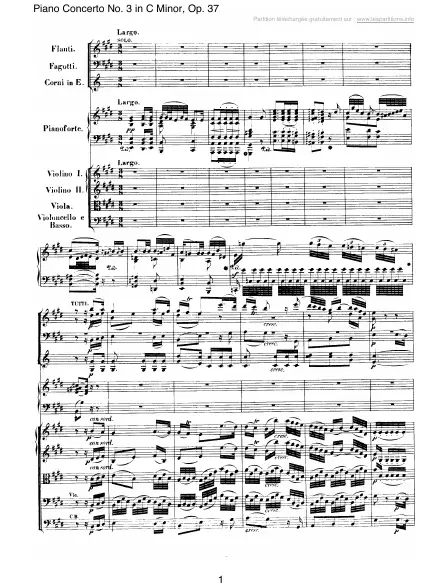 First page of Concerto n°3 en Do mineur Op. 37 - 2 : Largo