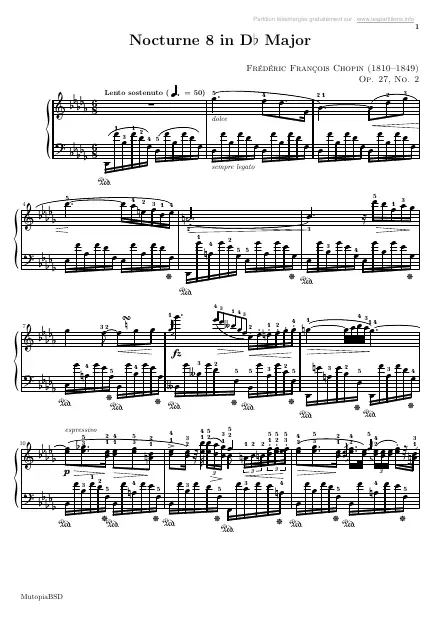 First page of Nocturne 8 en Réb majeur Op. 27 n°2