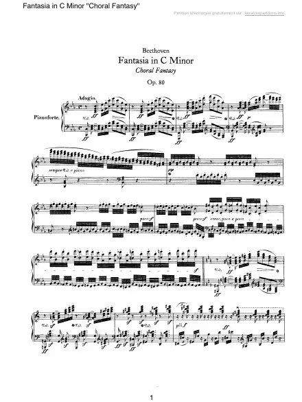 Première page de la partition Fantaisie chorale en Do mineur Op. 80 - 1 : Adagio