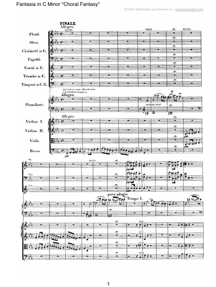 Première page de la partition Fantaisie chorale en Do mineur Op. 80 - 2 : Allegro