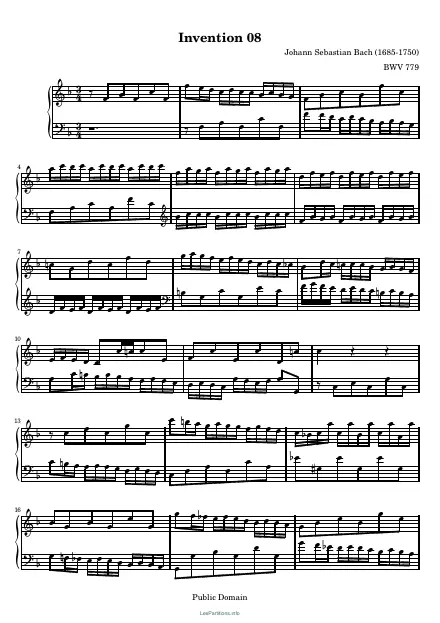 First page of Invention No. 8 in F major BWV 779