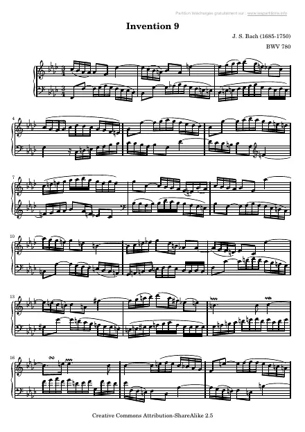 First page of Invention n°09 BWV 780