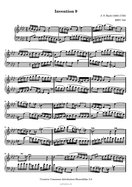 First page of Invention No. 9 in F minor BWV 780