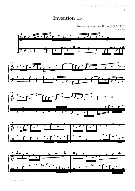 First page of Invention n°13 BWV 784