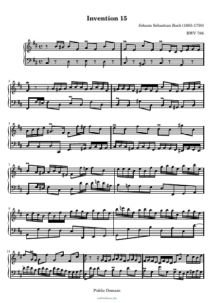 First page of Invention No. 15 in B minor BWV 786