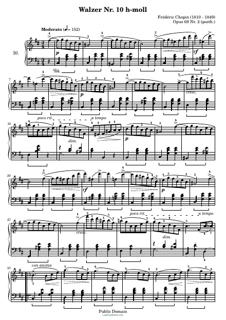 First page of Waltz in B minor, Op. 69 No. 2