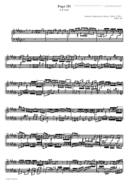 First page of Le clavier bien tempéré I - Fugue 03 BWV 848
