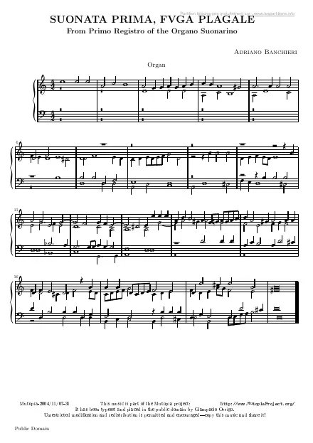 First page of Sonate n°1 - Fuga Plagale