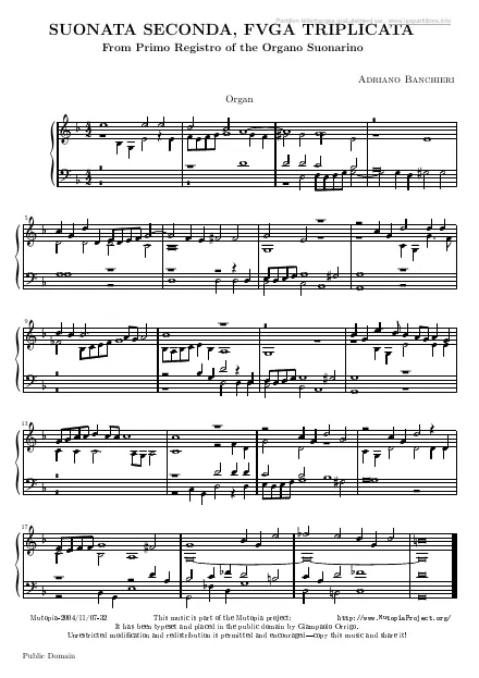 First page of Sonate n°2 - Fuga Triplicata