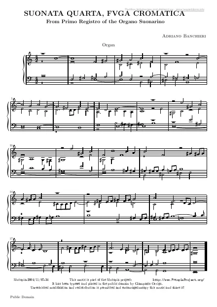 Première page de la partition Sonate n°4 - Fuga Cromatica