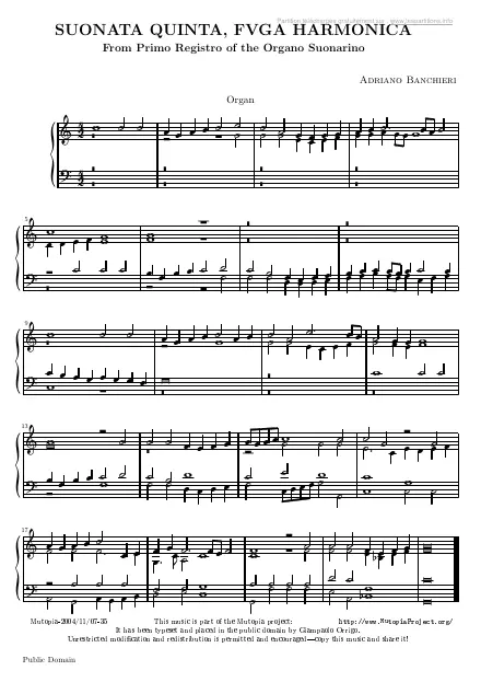 First page of Sonate n°5 - Fuga Harmonica