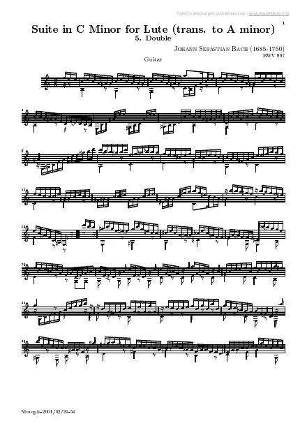 First page of Suite pour luth BWV 997 n°5 : double