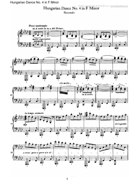 First page of Danse hongroise n°04 en Fa mineur (4 mains)