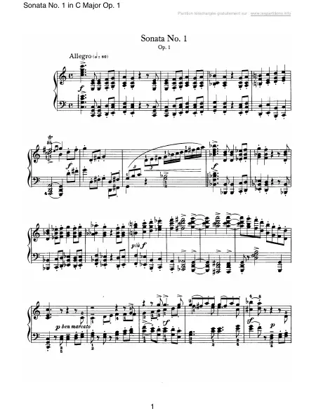 First page of Sonate n°1 en Do majeur Op. 1