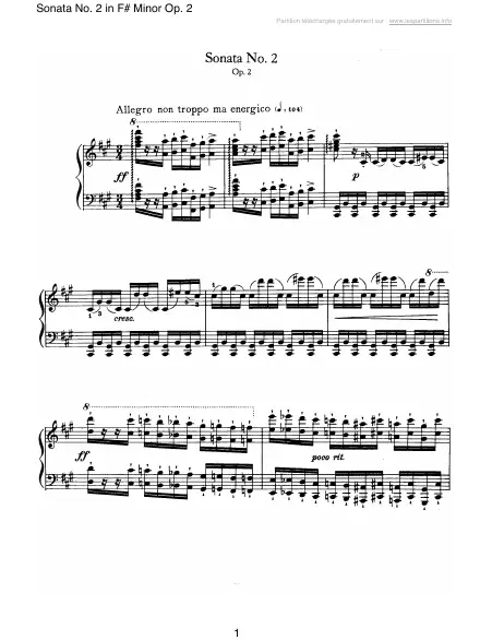 First page of Sonate n°2 en Fa # mineur Op. 2