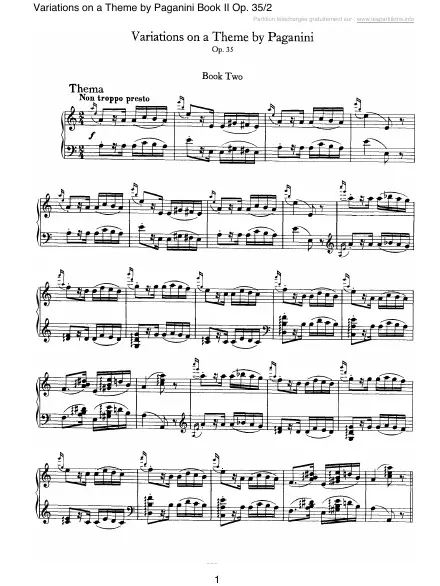 First page of Variations sur un thème de Paganini en la mineur Op. 35 livre 2