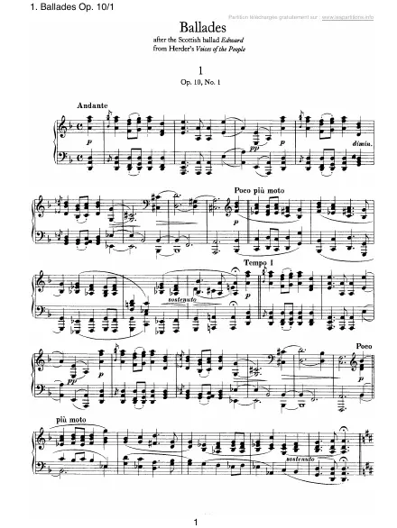First page of Ballade Op. 10 n°1 en Ré mineur
