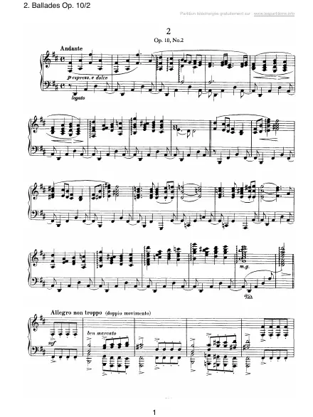 First page of Ballade Op. 10 n°2 en Ré majeur