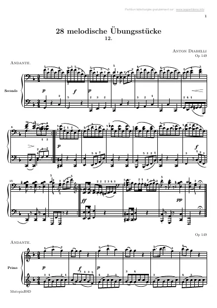 Première page de la partition Pièces mélodiques Op. 149 n°12