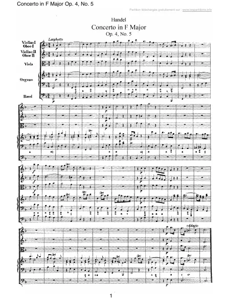 First page of Concerto en Fa majeur Op. 4 n°5